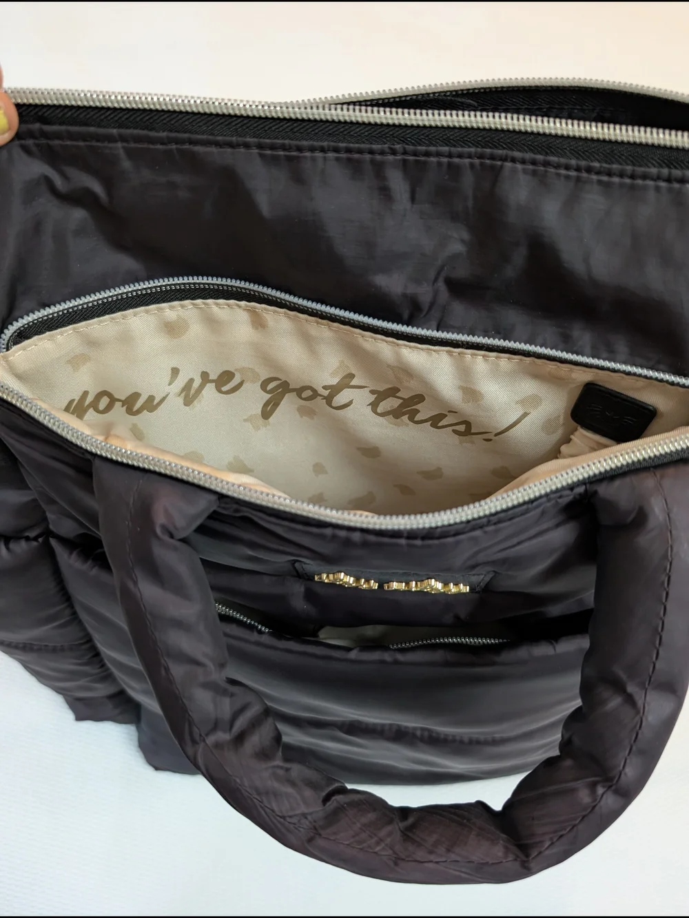 Itzy Ritzy Dream Convertible Diaper Bag Black Puffer + Pad